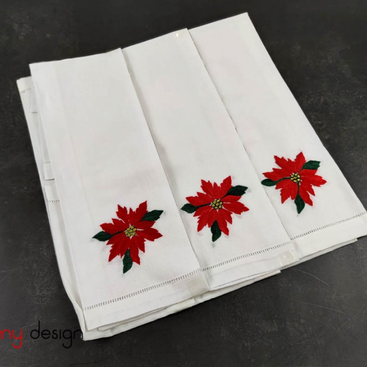 Chistmas hand towel- Flower embroidery ( 6 piecies)